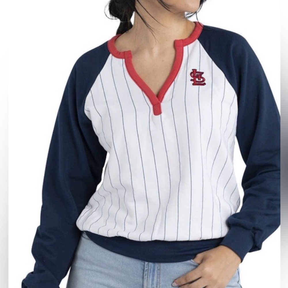 NWT St. Louis Cardinals LUSSO Fleece V-Neck Pullover Sweatshirt - Women’s 2XL 🔥